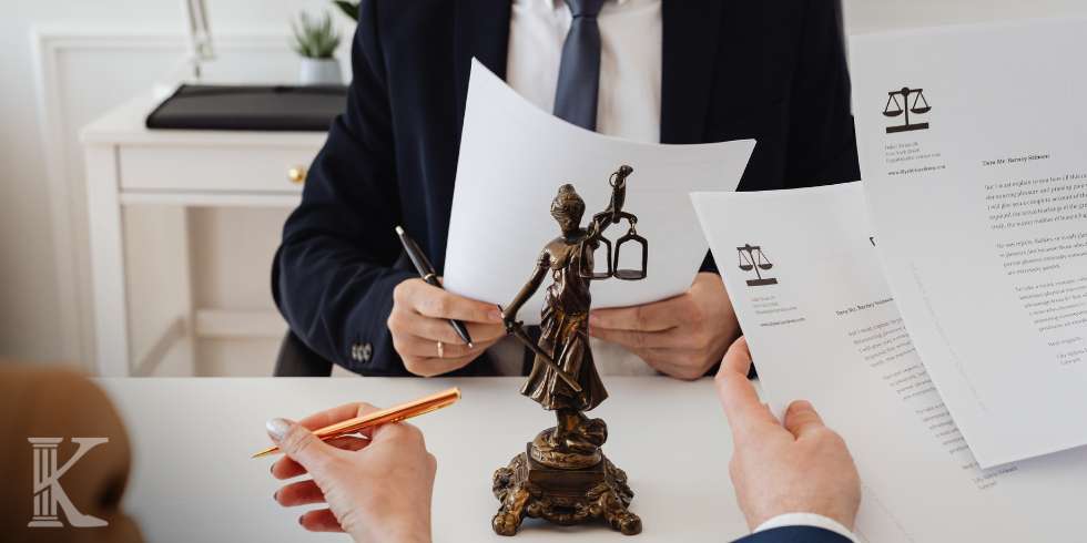 kredytdenominowany 3 Dwie osoby u prawnika, temida, dokumenty