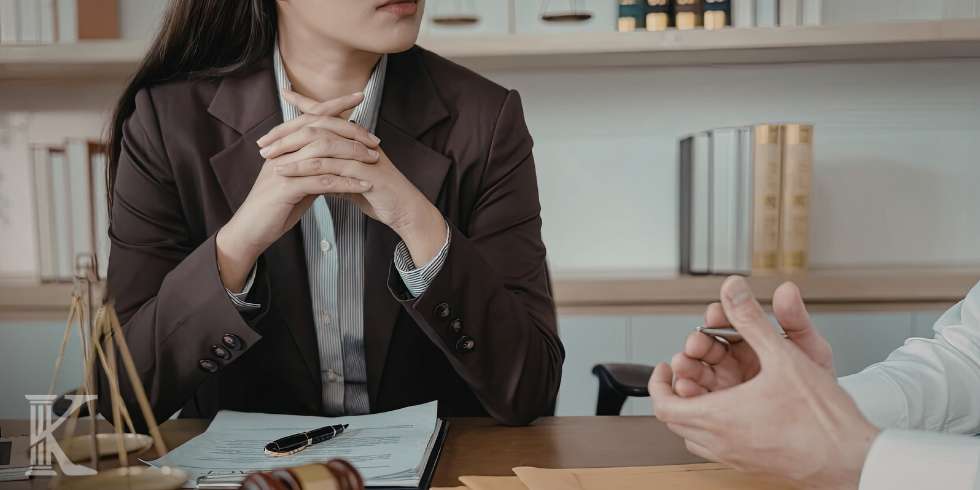 Kancelaria prawna, prawnik podczas spotkania z klientem