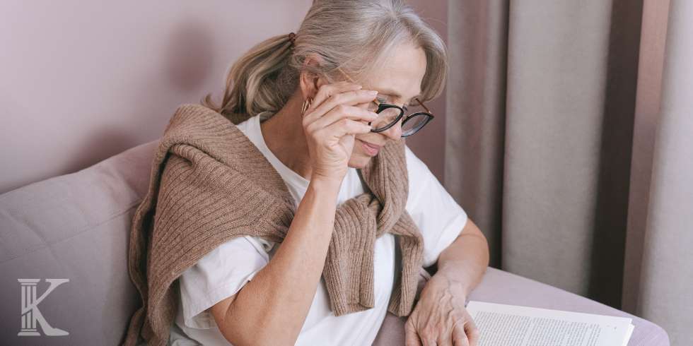 starsza kobieta czytająca dokumentacje do renty